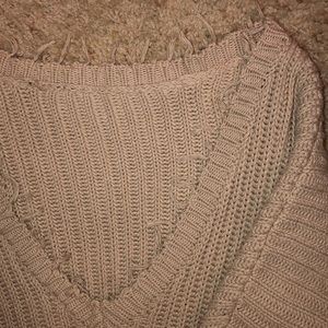 Vici Sweaters - Vici Tan Cropped Off Shoulder Sweater Vici Sweaters - Vici Tan Cropped Off Shoulder Sweater